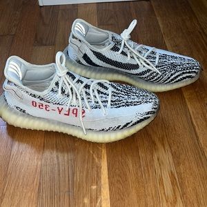 Yeezys. Black and white zebra. Gently worn.  Size 10